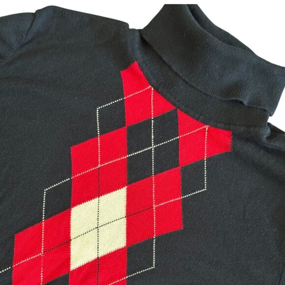 Tommy Hilfiger Argyle Turtleneck Sweater Blue Red Classic Knit Women's SZ L/G - Picture 4 of 8